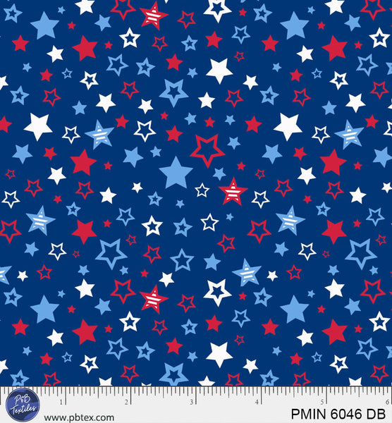 Dark Blue Patriotic Minis PMIN-6046-DB Cotton 44/45 Fabric Per Yard