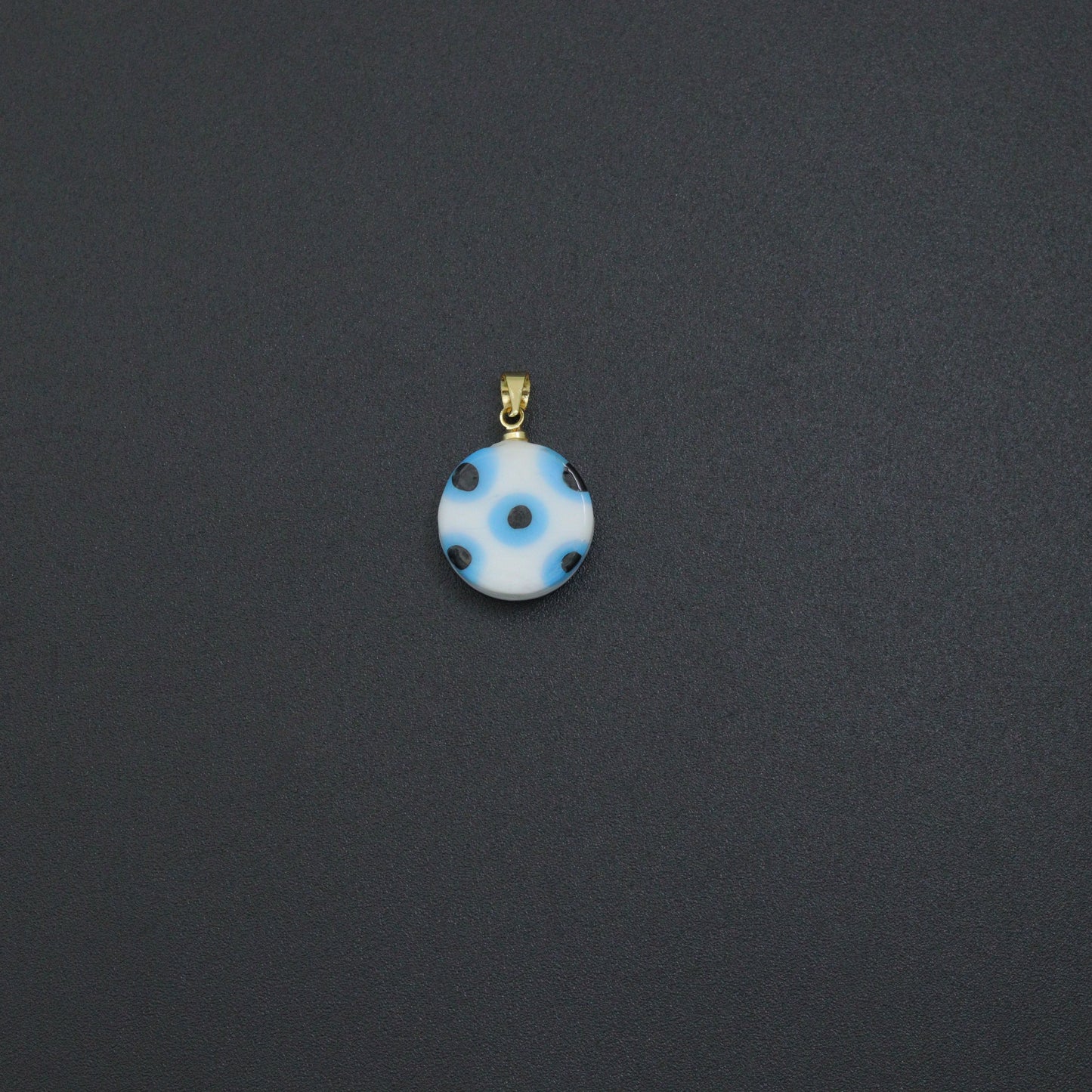Blue White Evil Eye Ceramic Coin Pendant charm, Sku#EF820