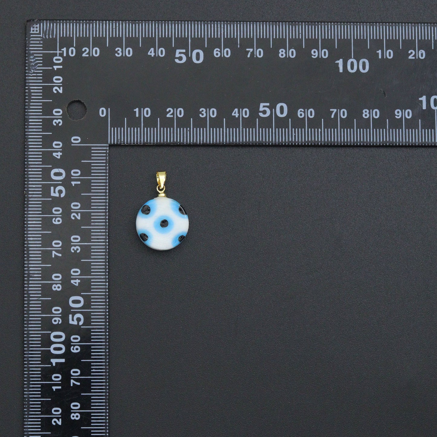 Blue White Evil Eye Ceramic Coin Pendant charm, Sku#EF820
