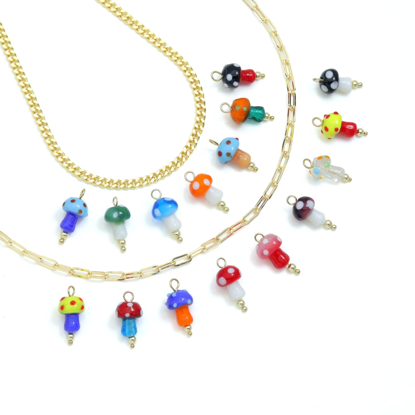 Colorful  Ceramic Mushroom charm For Necklace Bracelet Jewelry Making Supply, Sku#EF821