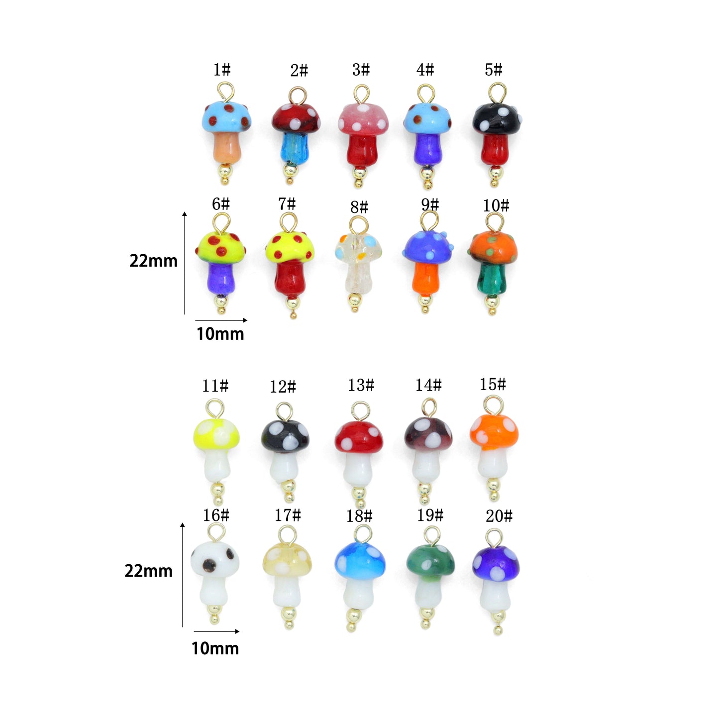 Colorful  Ceramic Mushroom charm For Necklace Bracelet Jewelry Making Supply, Sku#EF821