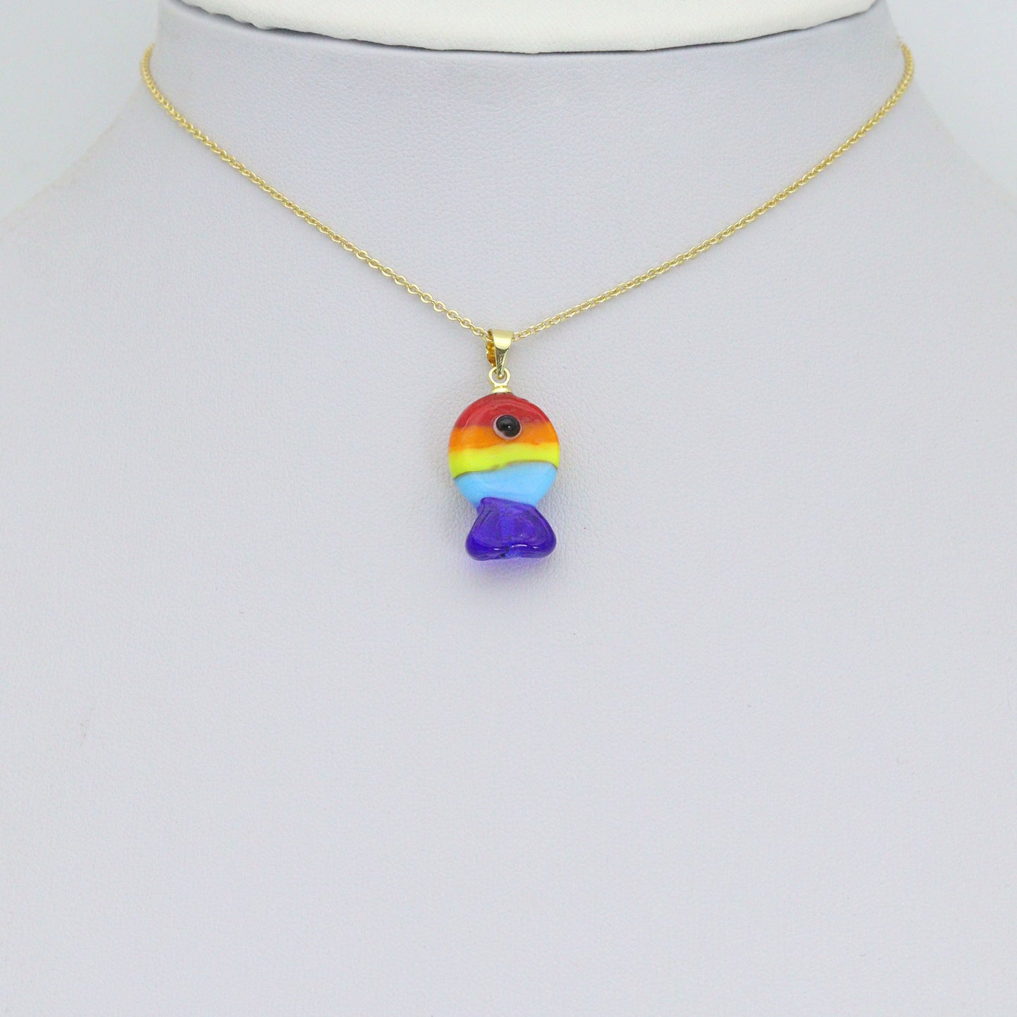 Colorful Enamel  Rainbow Fish Pendant For Necklace Bracelet Jewelry Making Supply, Fish Charm, Sku#EF825