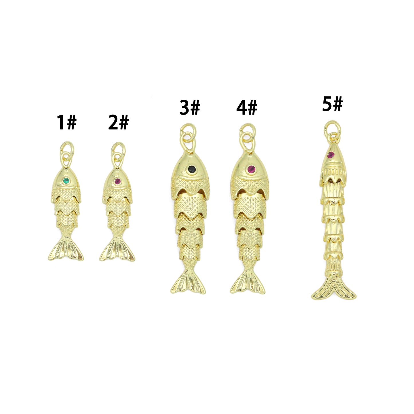 3D Vintage Style Movable Wiggling Fish charm, Sku#FH248