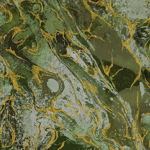 Green Marbled Earth Cotton 44/45" Fabric Per Yard