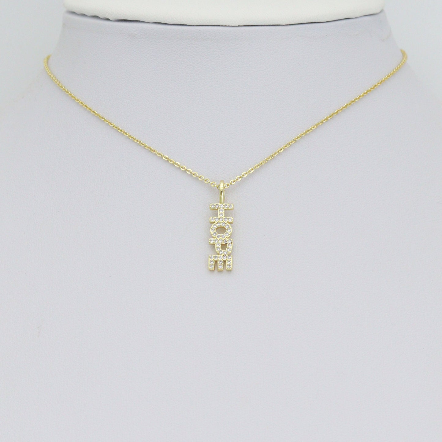 Clear CZ Gold Hope Word Pendant charm for Necklace Bracelet Jewelry Making Supply, Sku#LX928