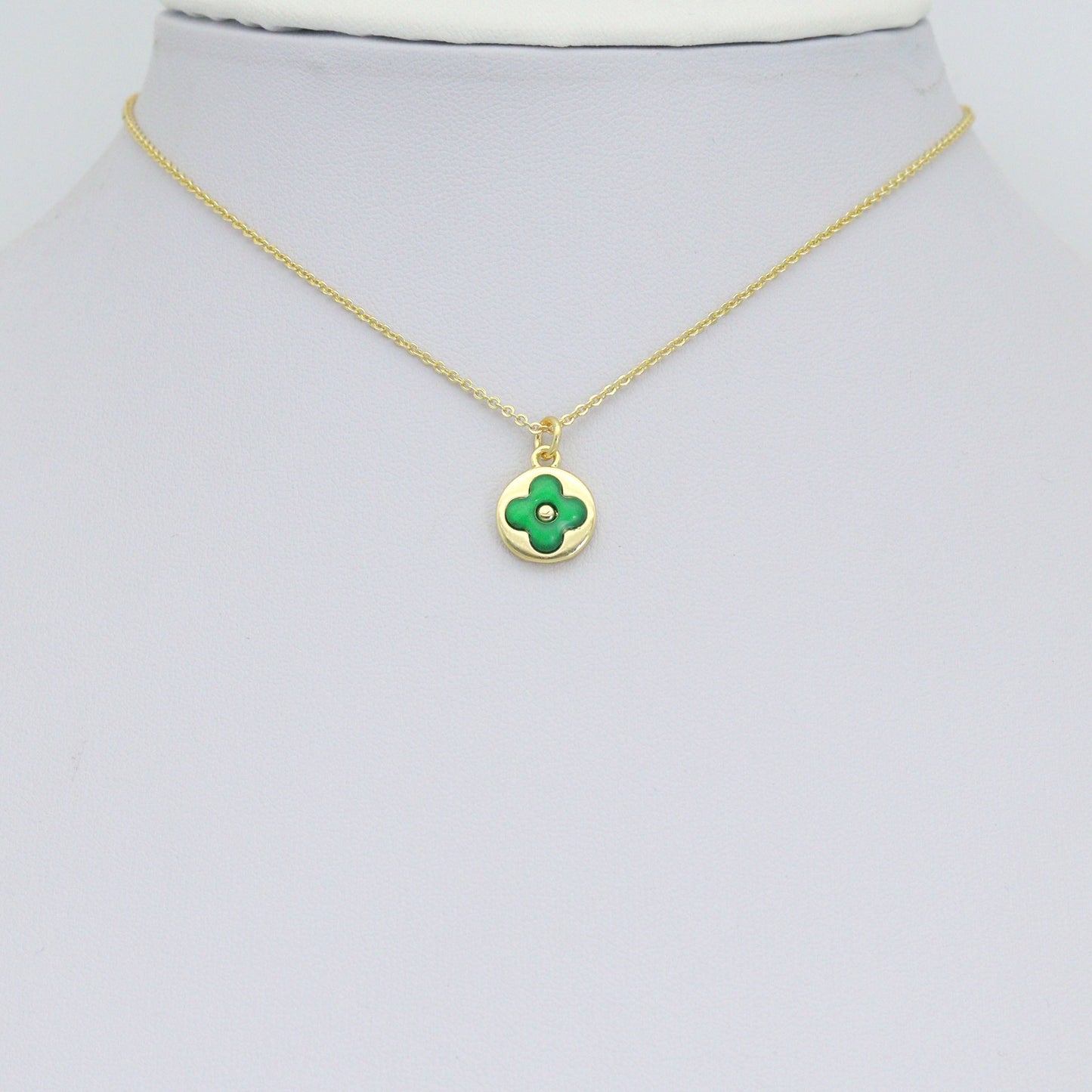 Colorful Enamel Clover flower Coin Pendant charm, Sku#LD764