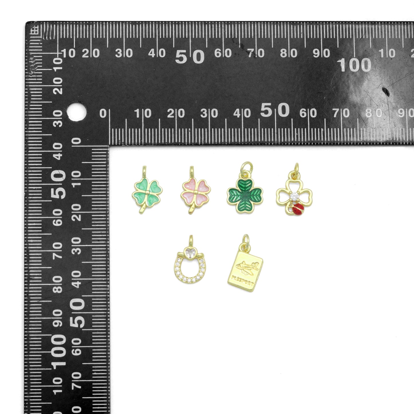 Colorful Enamel Shamrock Clover Passport U Shape charm, Sku#LD760