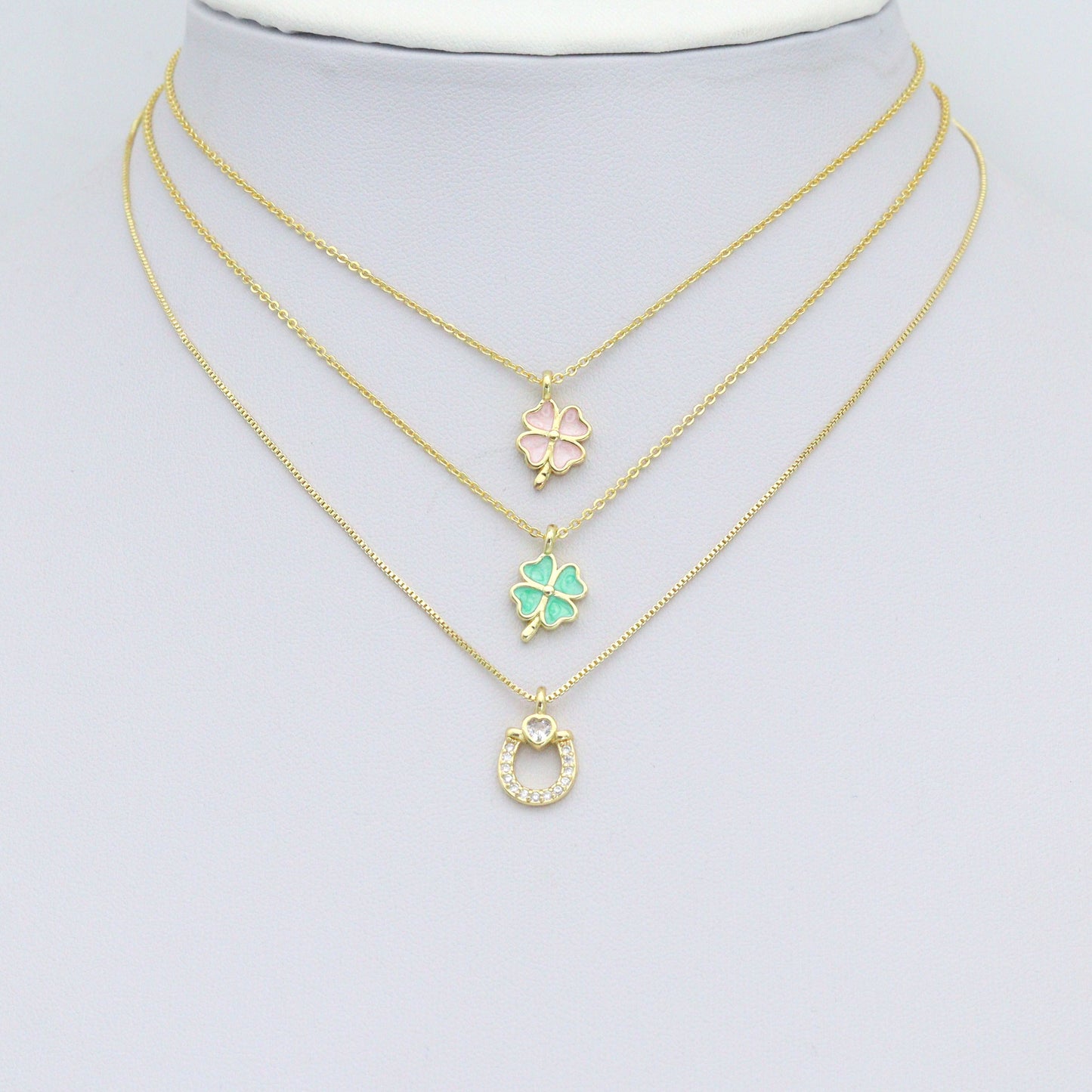 Colorful Enamel Shamrock Clover Passport U Shape charm, Sku#LD760