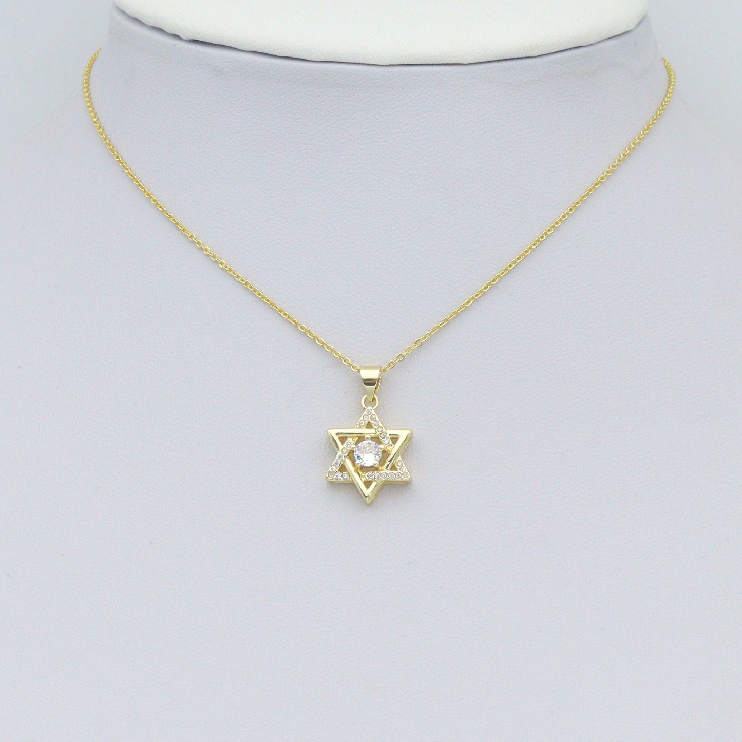 Clear CZ Gold Silver Star of David Shape charm, Sku#LX892