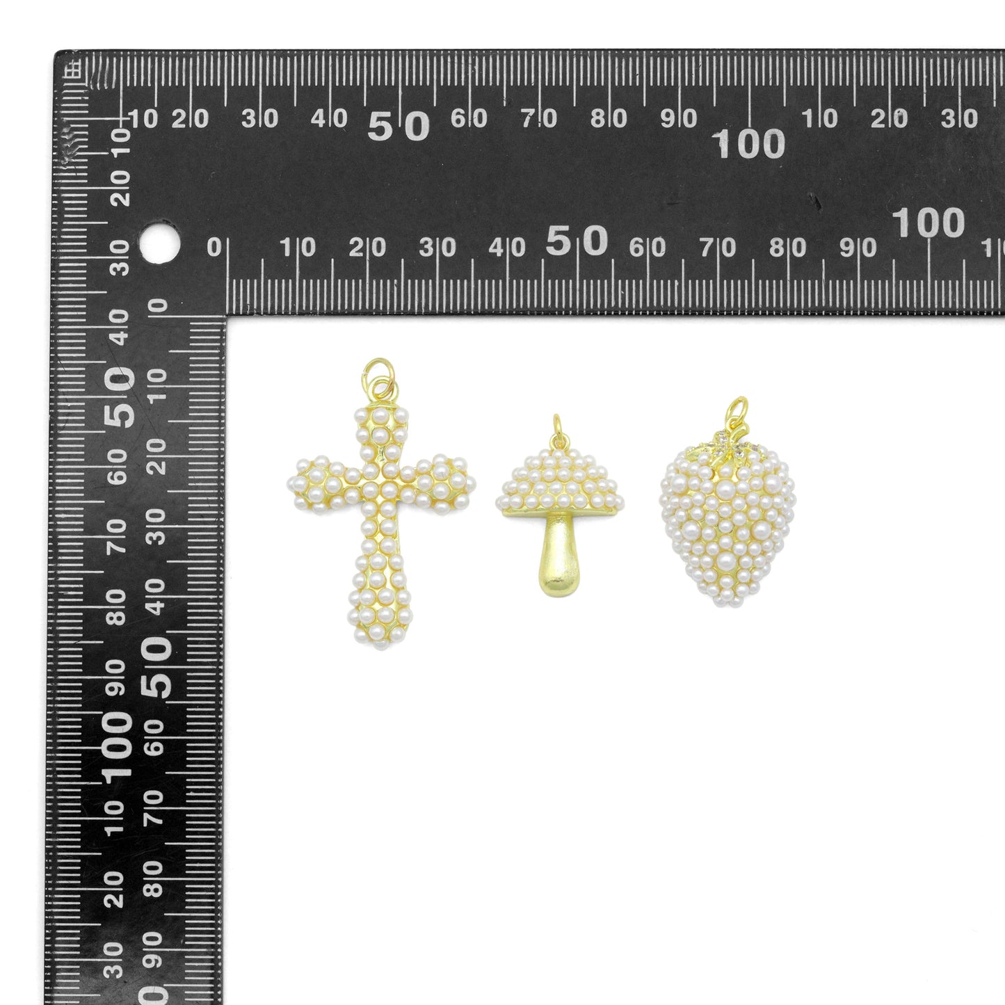 White Pearl Cross Mushroom charm, Sku#A500