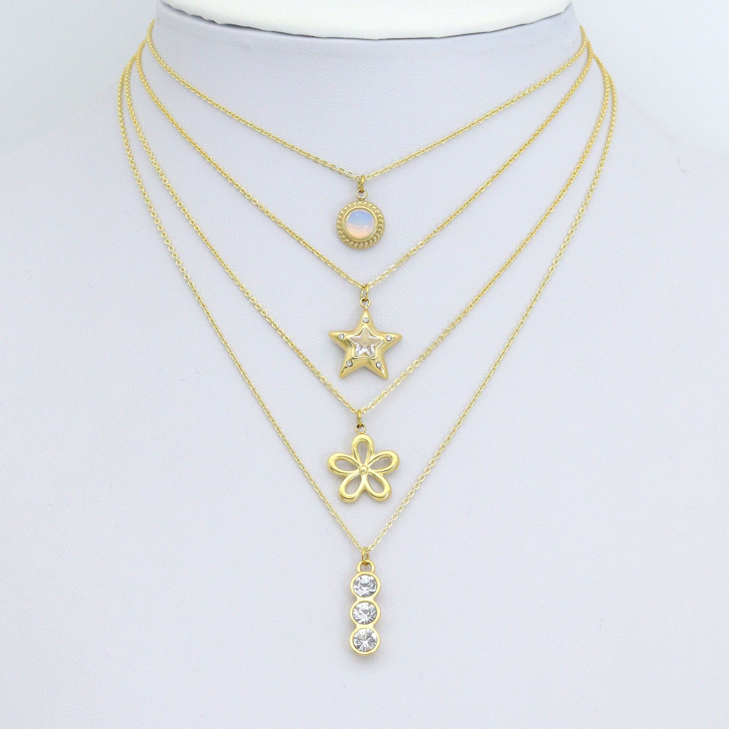 Three dots CZ, Star, Opal Coin, Flower Shape charm, Sku#LX897