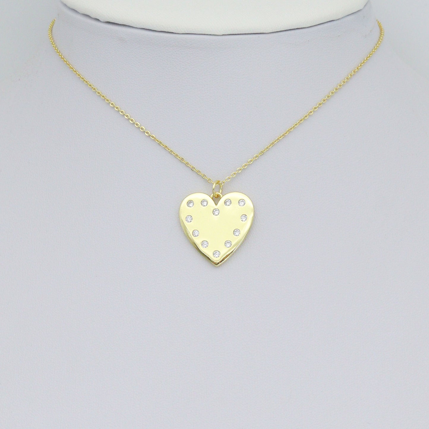 Clear CZ Round Heart Pendant charm, Sku#LX898