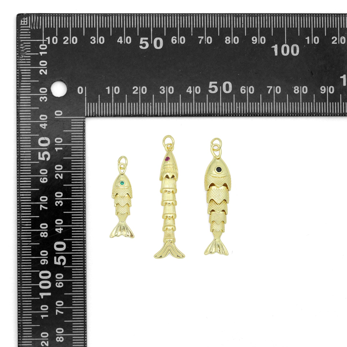 3D Vintage Style Movable Wiggling Fish charm, Sku#FH248