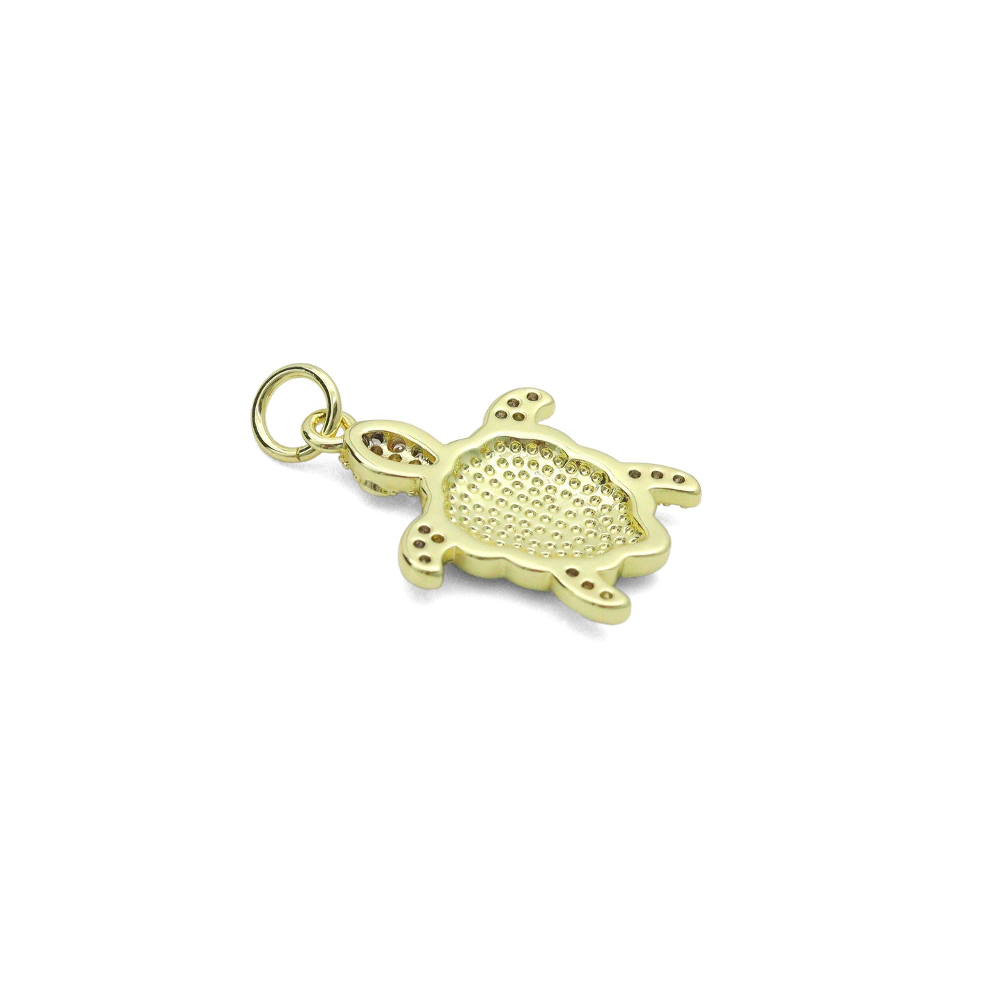 Gold Clear CZ Turquoise Enamel Turtle Tortoise Pendant charm, Sku#LX921