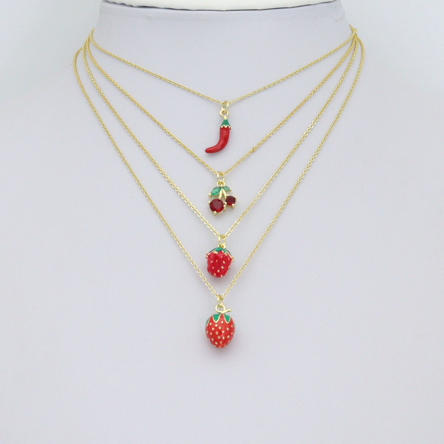 Red Cherry Strawberry Chili Pendant charm, Sku#O133