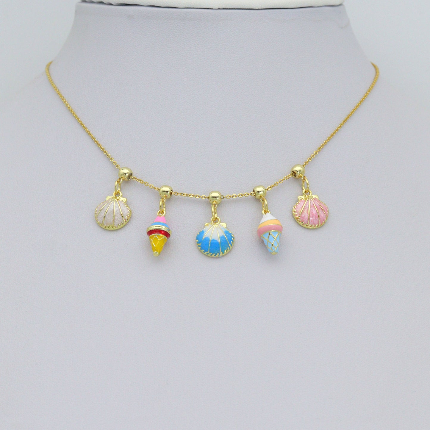 Colorful Enamel Shell Icecream Pendant charm, Sku#A509