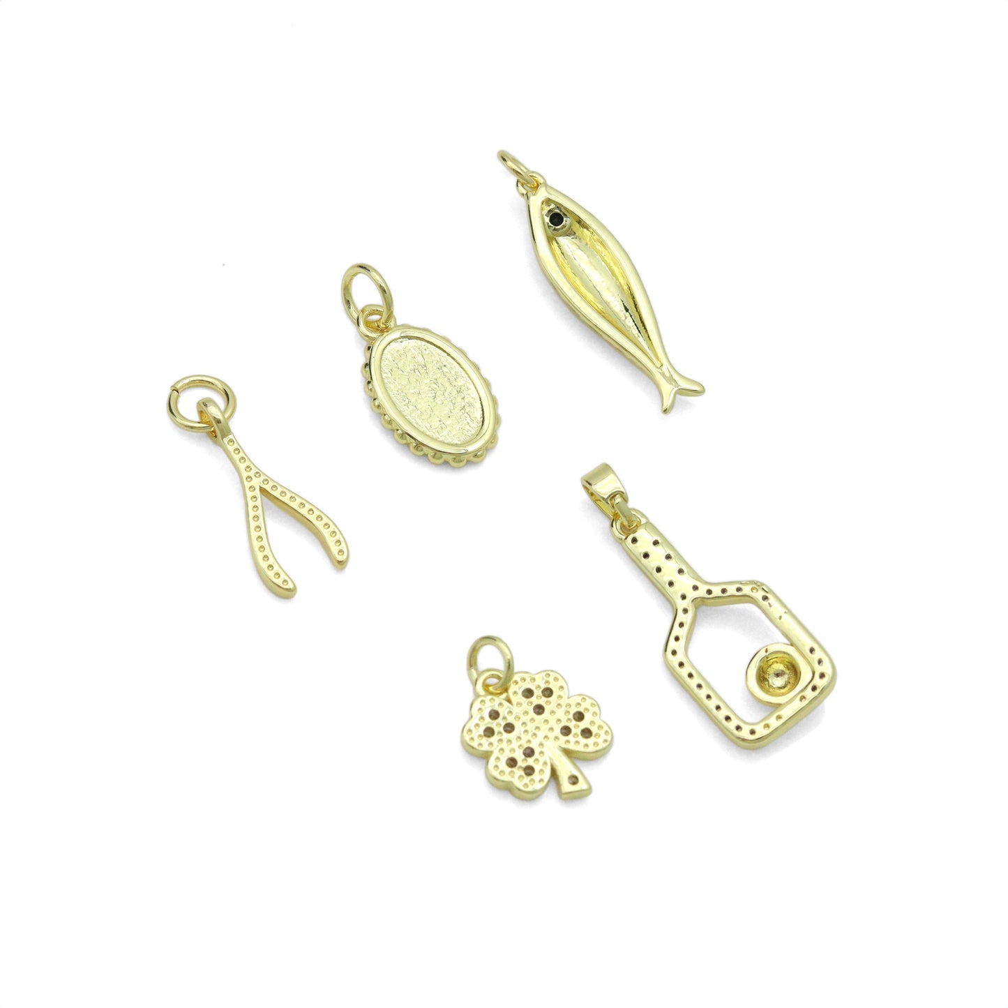 picklebal racket, Wishbone, Fish Clover, Oval Mary Pendant charm for Necklace Bracelet Jewelry Making Supply, Sku#LX926