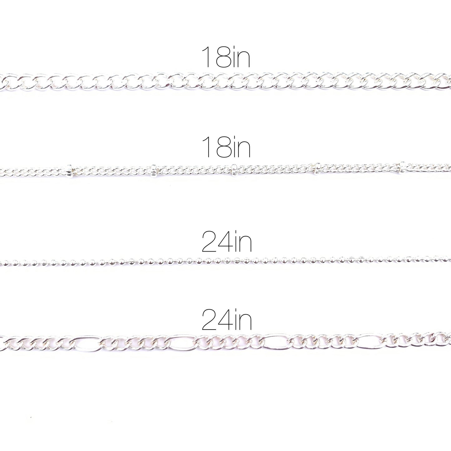 Silver Multi Chain Necklaces 4pc Set