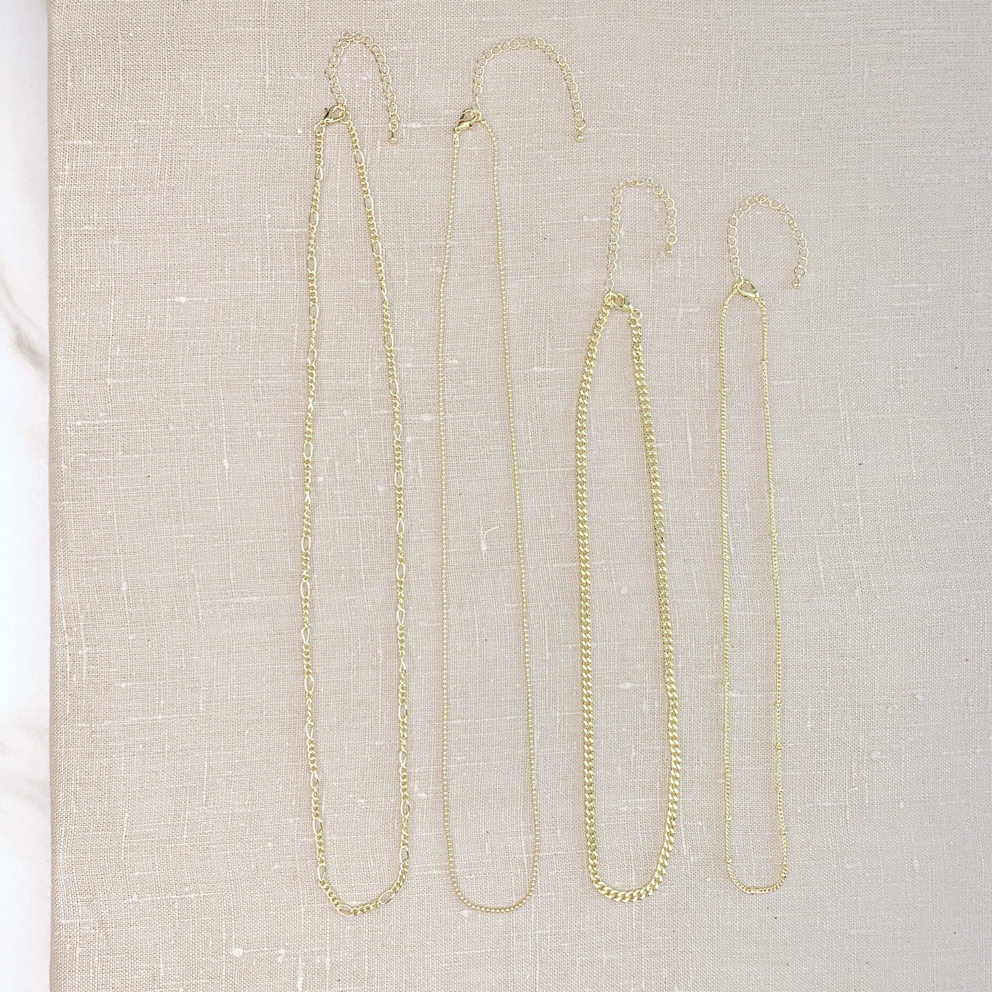 Gold Multi Chain Necklaces 4pc Set