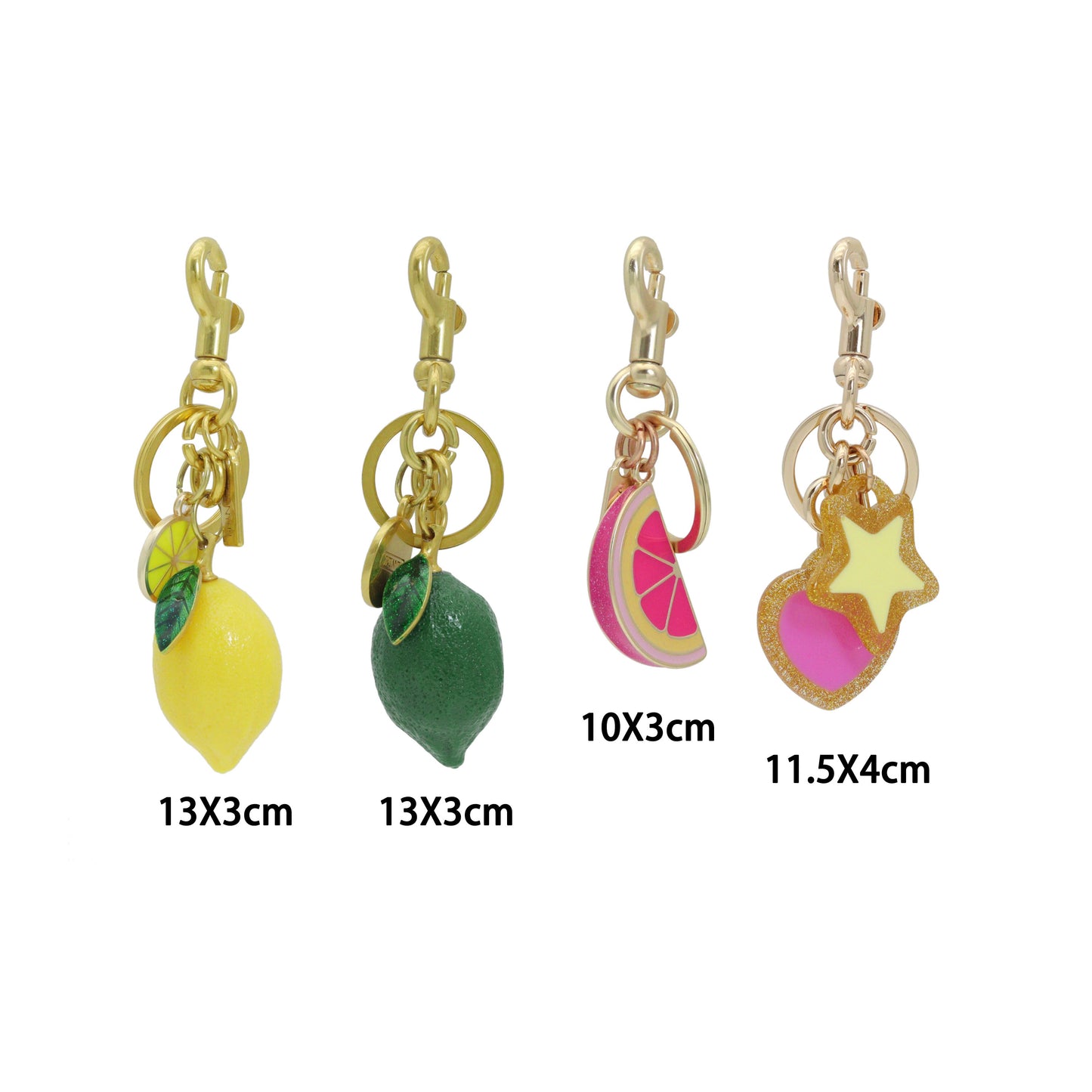 Lemon Lime Heart Star Pendant bag charm keychain, Sku#JL207