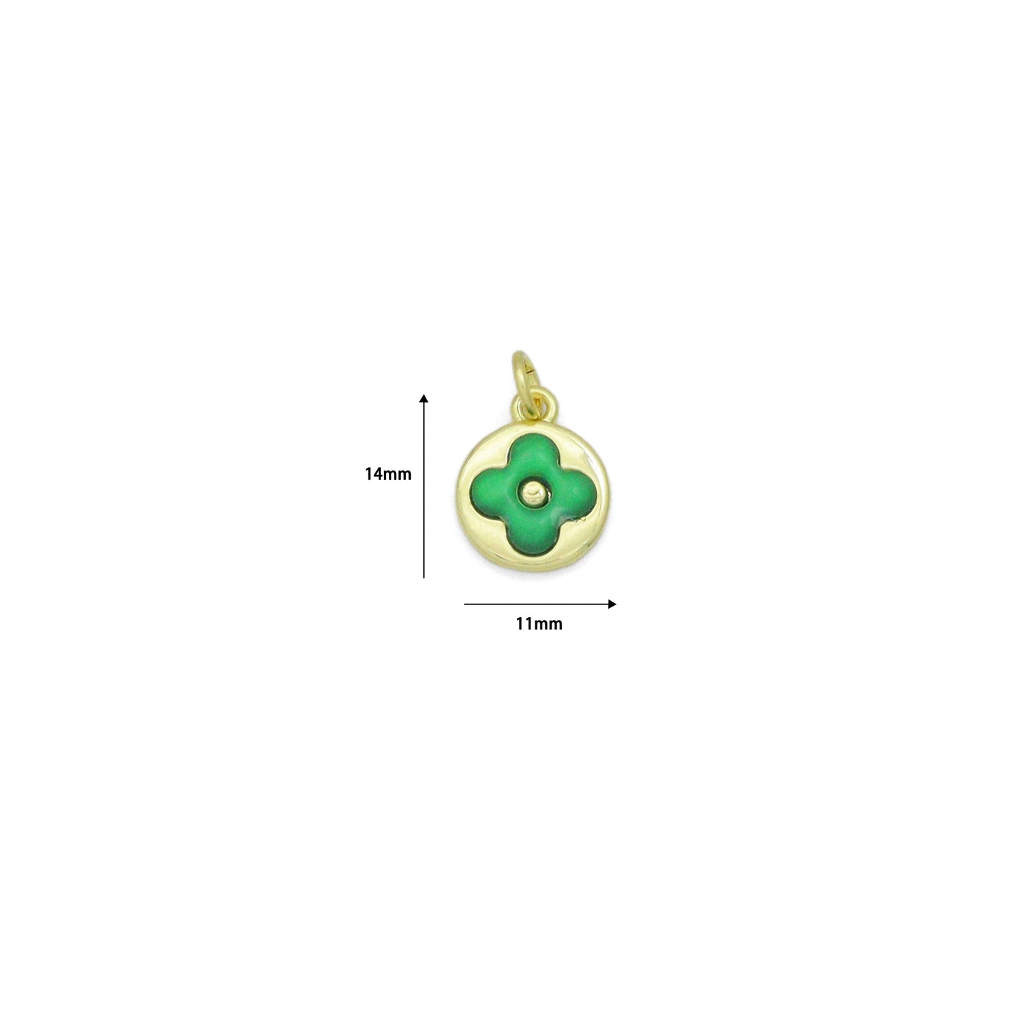 Colorful Enamel Clover flower Coin Pendant charm, Sku#LD764