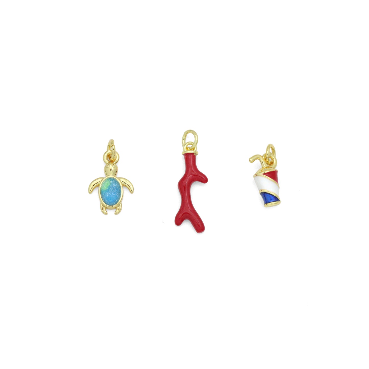 Blue Opal Tortoise Red Coral Coke Pendant charm, Sku#LD765