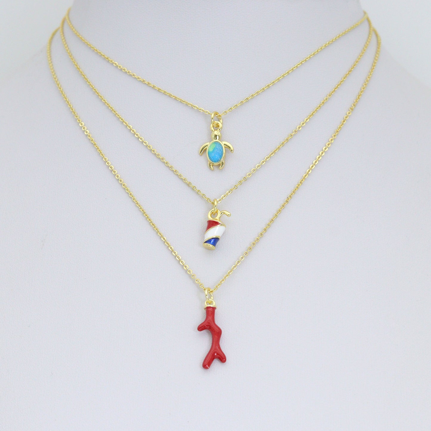 Blue Opal Tortoise Red Coral Coke Pendant charm, Sku#LD765