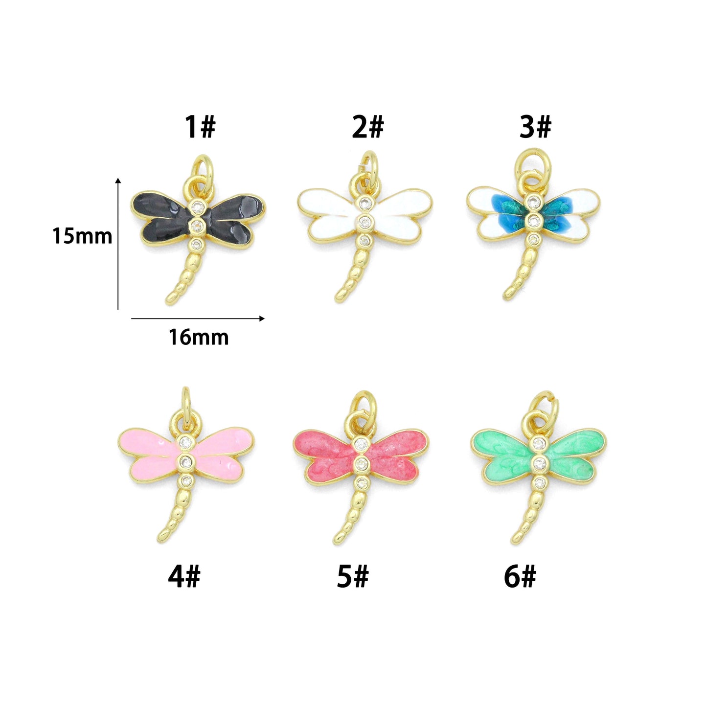 Colorful Enamel Dragonfly charm For Necklace Bracelet Jewelry Making Supply, Sku#LD767