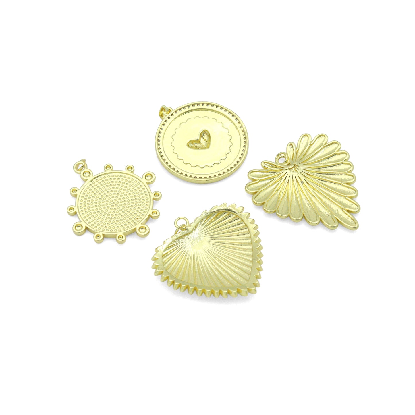 Large Spike Coin, Heart Charm Pendant, Sku#LK1289
