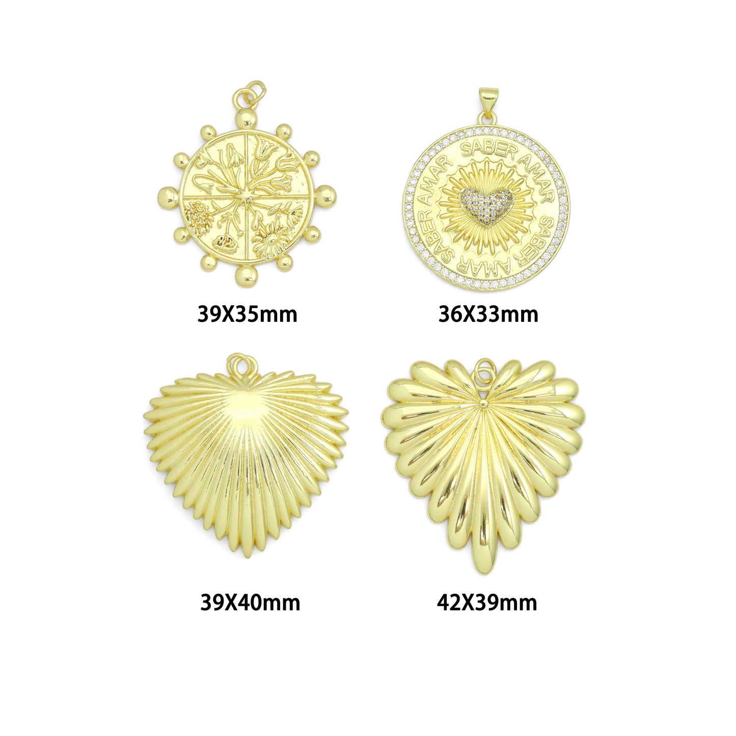 Large Spike Coin, Heart Charm Pendant, Sku#LK1289