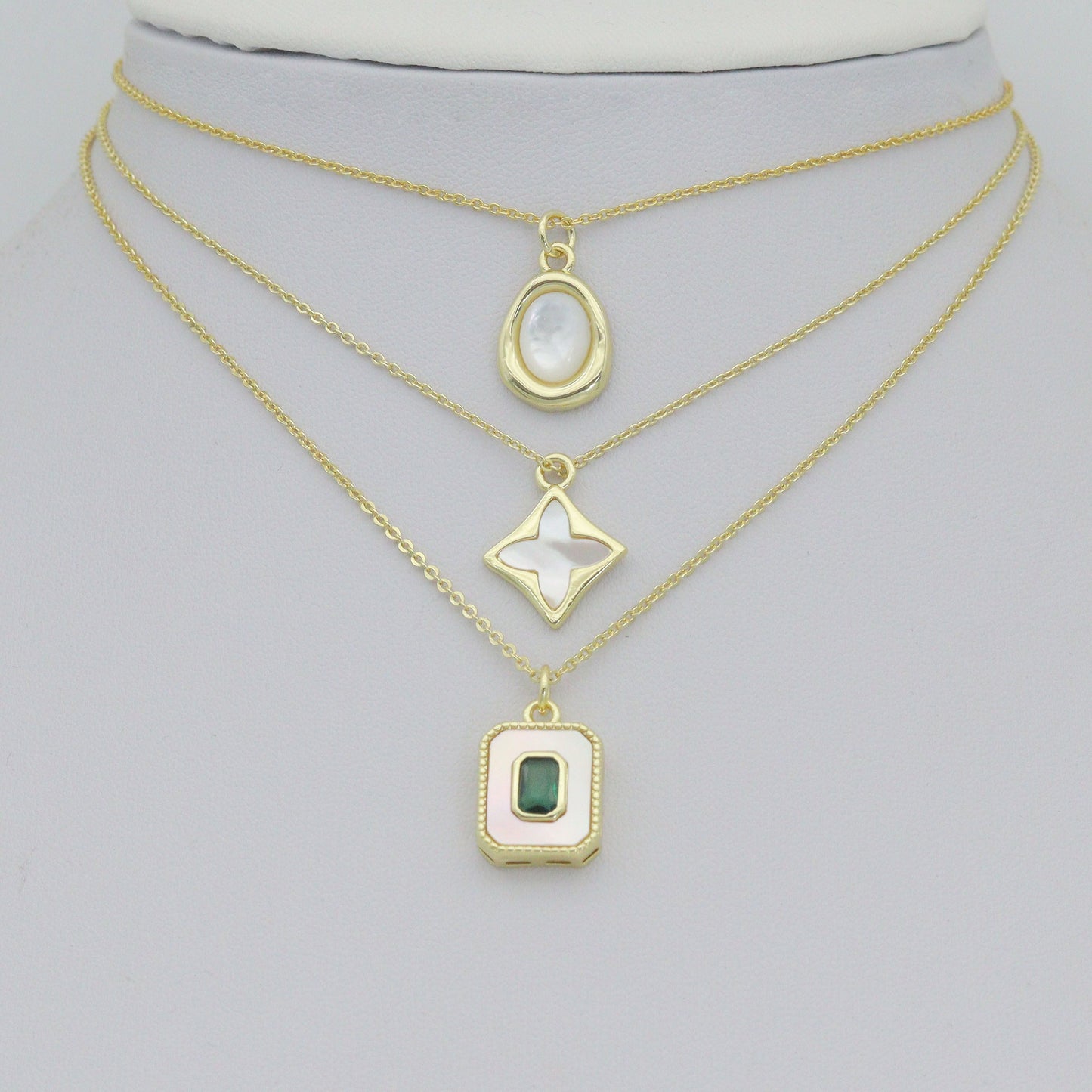 Abalone Mother of Pearl Gold Oval Rectangle Charm Pendant, Sku#LK1304