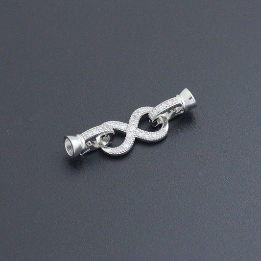 Silver Clear CZ Infinity clasp, Sku#LX877