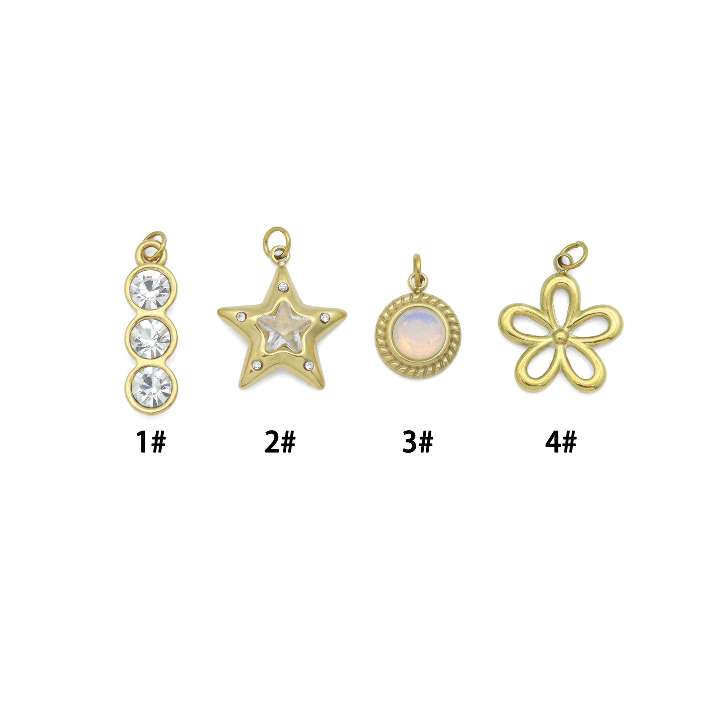 Three dots CZ, Star, Opal Coin, Flower Shape charm, Sku#LX897