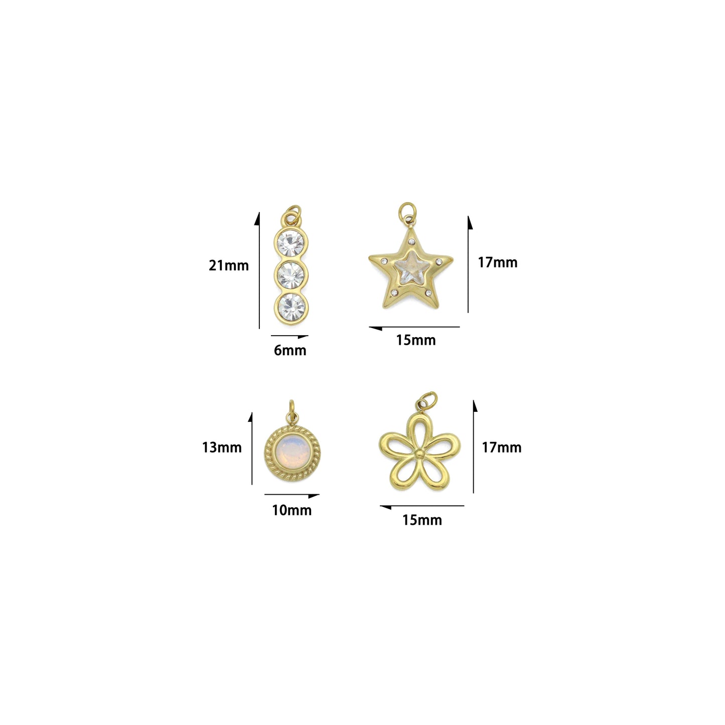 Three dots CZ, Star, Opal Coin, Flower Shape charm, Sku#LX897