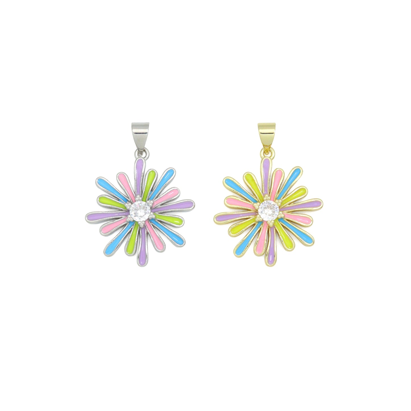 Colorful Enamel Flower charm For Necklace Bracelet Jewelry Making Supply, Sku#LX932/F1447