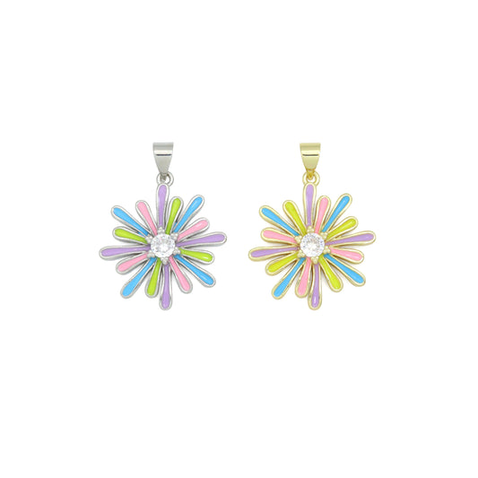 Colorful Enamel Flower charm For Necklace Bracelet Jewelry Making Supply, Sku#LX932/F1447