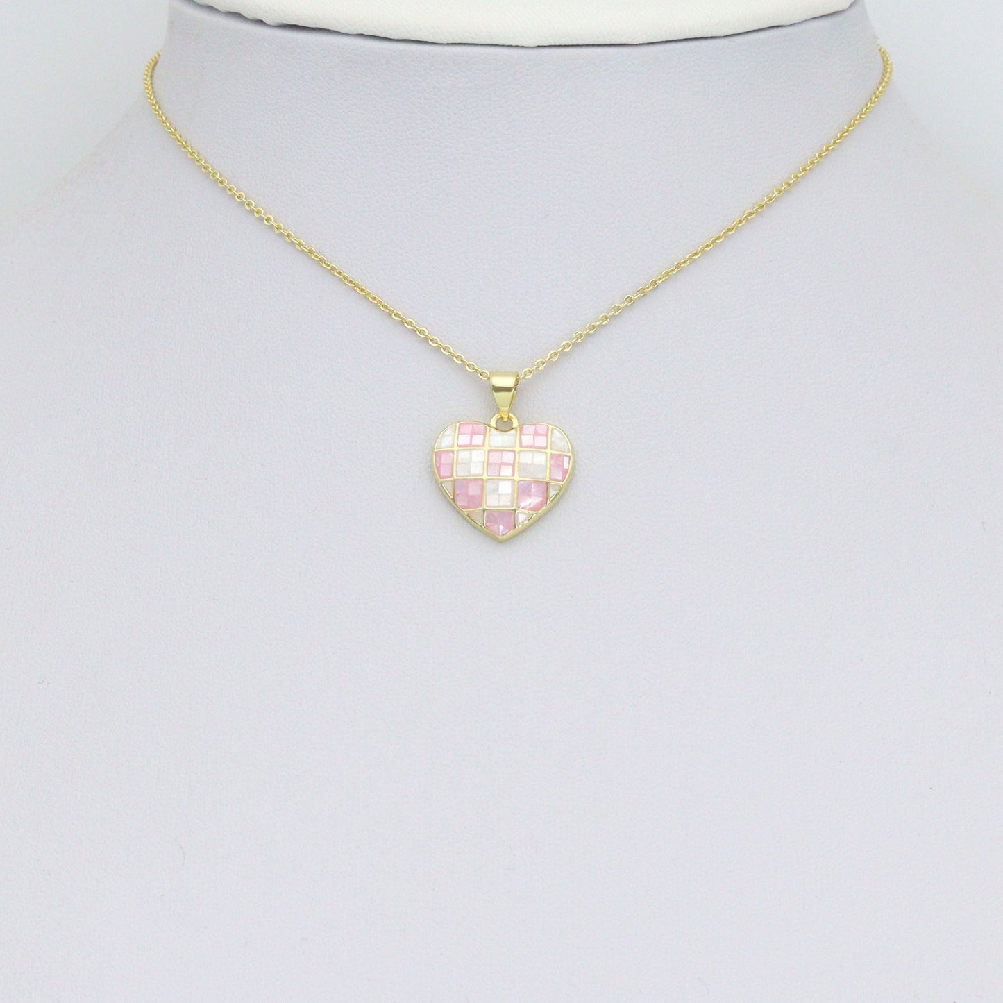 Pink and White Mother of Pearl Heart charm For Necklace Bracelet Jewelry Making Supply, Sku#LX936