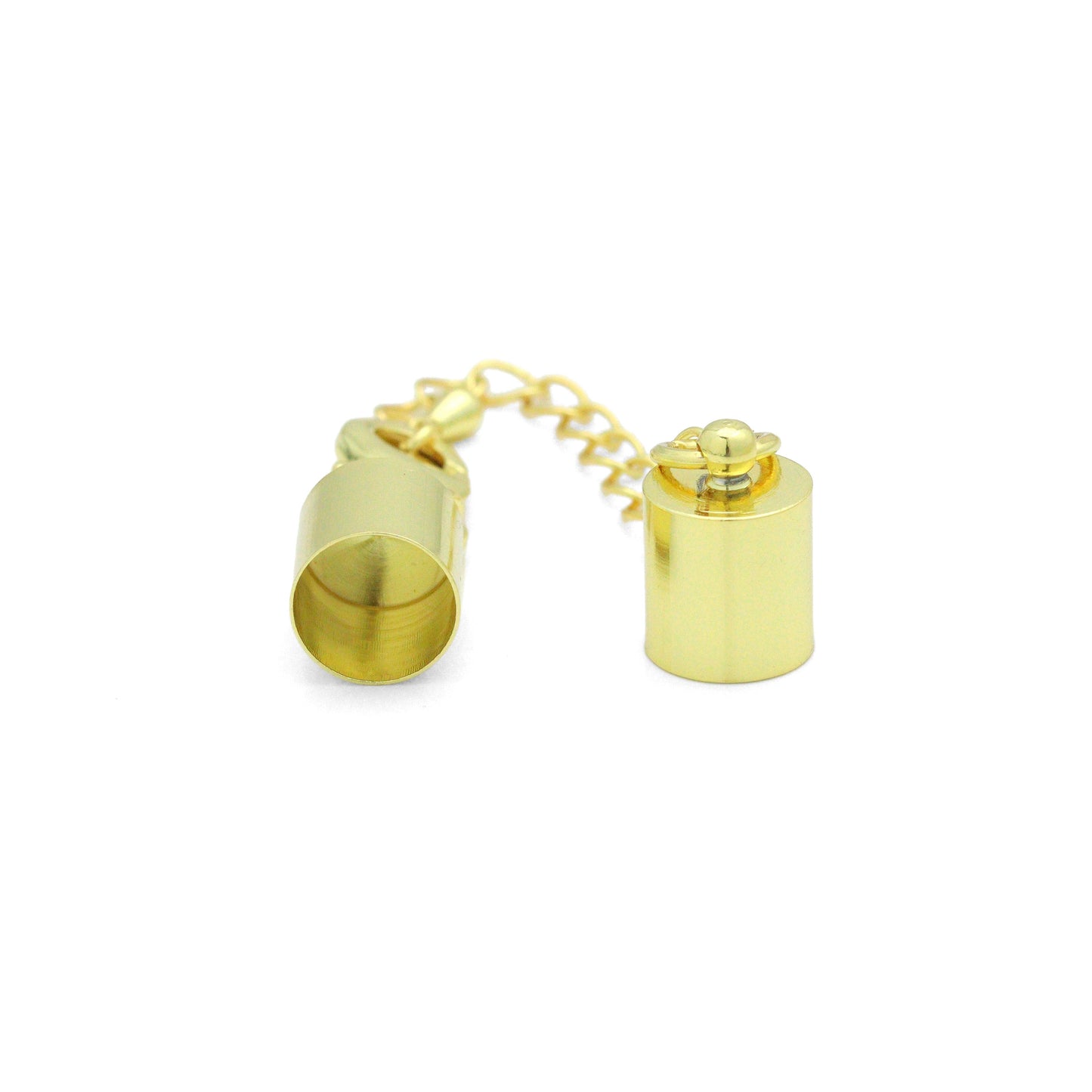 5mm/8.5mm Gold End Cap Clasp with Extender Chain for Leather Cord, Scarf, and Jewelry, Sku#LX947