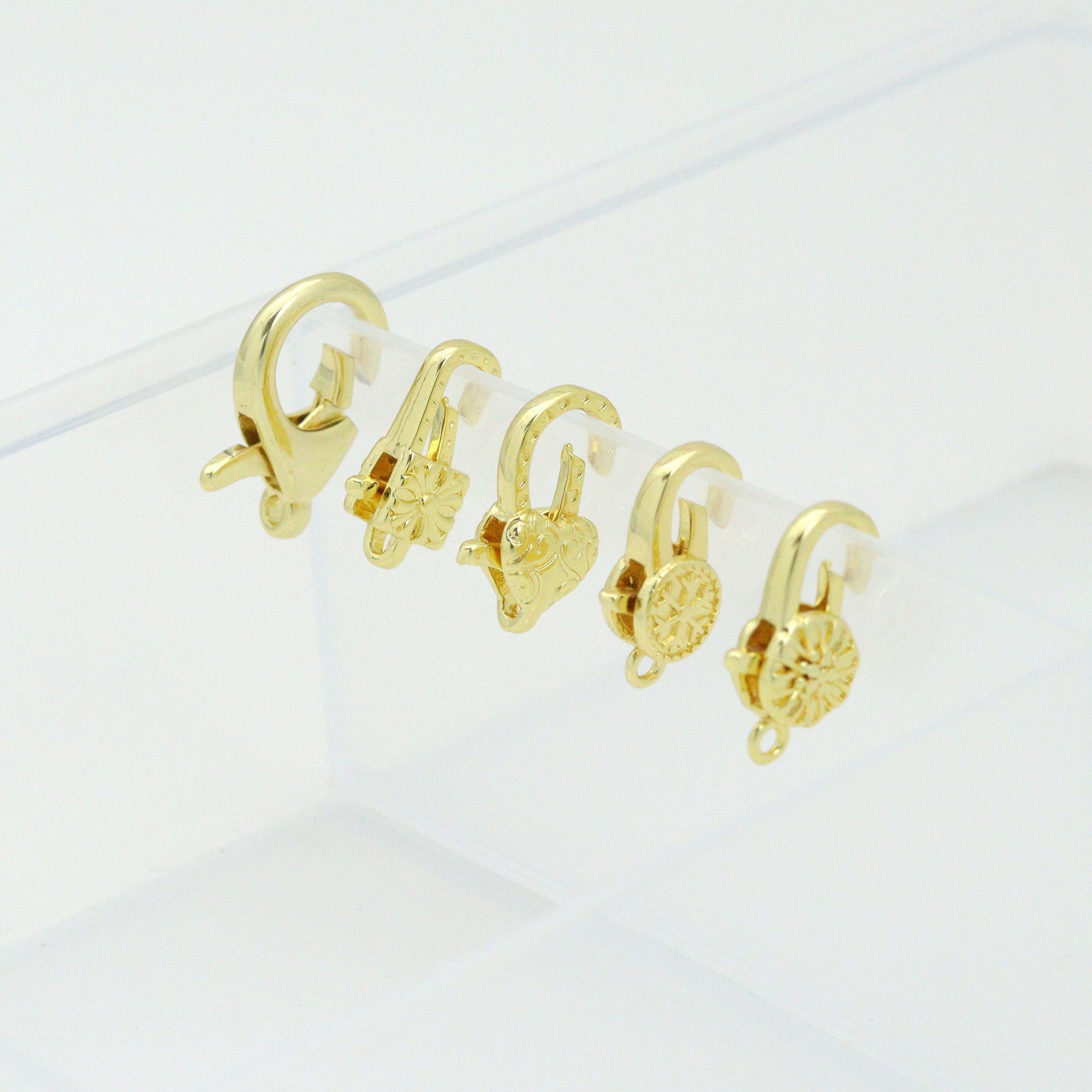 Gold Silver sunflower snowflake bloom Heart Flower Lobster Lock Clasp/Spring Clasp, Sku#LX949