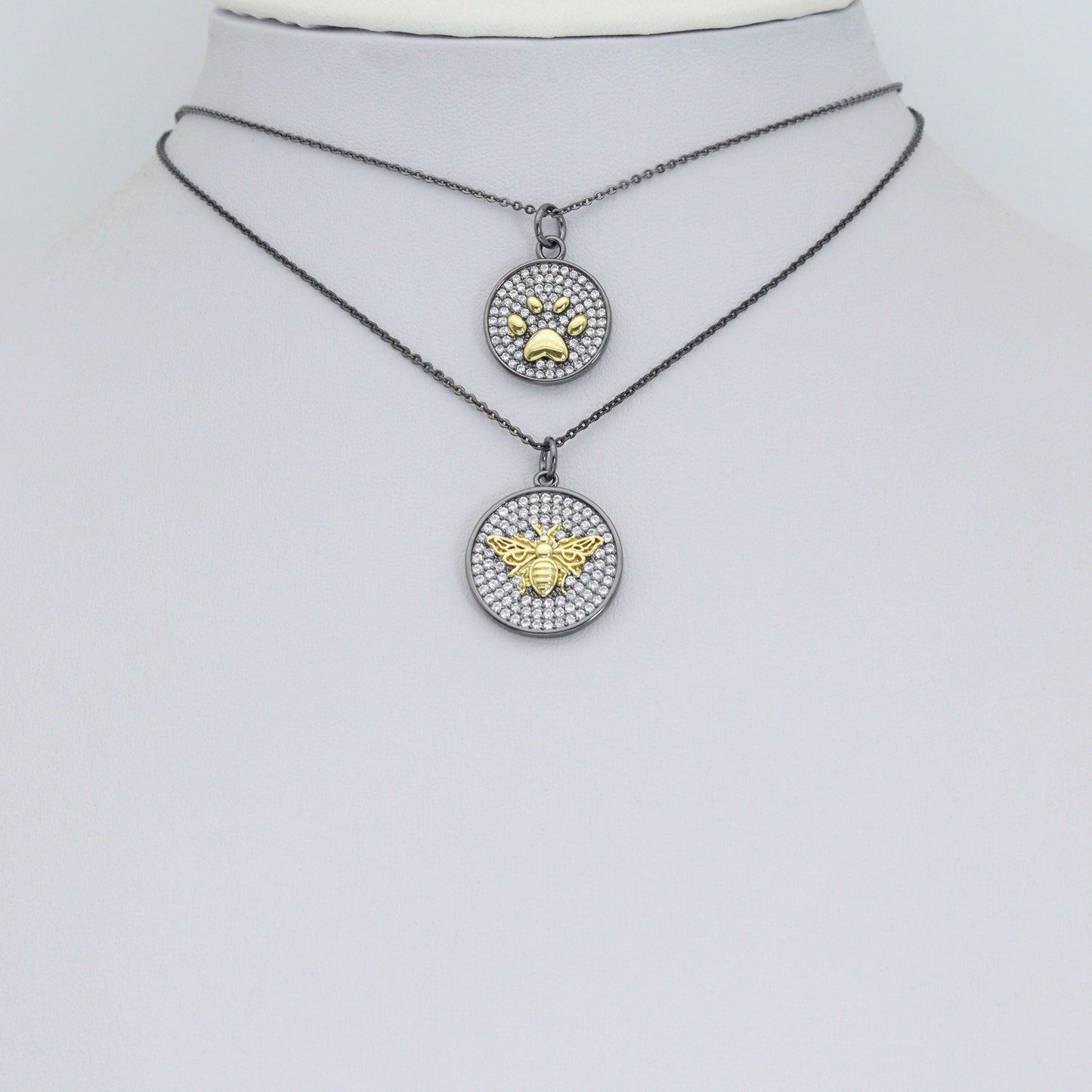 Dual Color Paw Insect bee Coin Charm Pendant, Sku#LX956