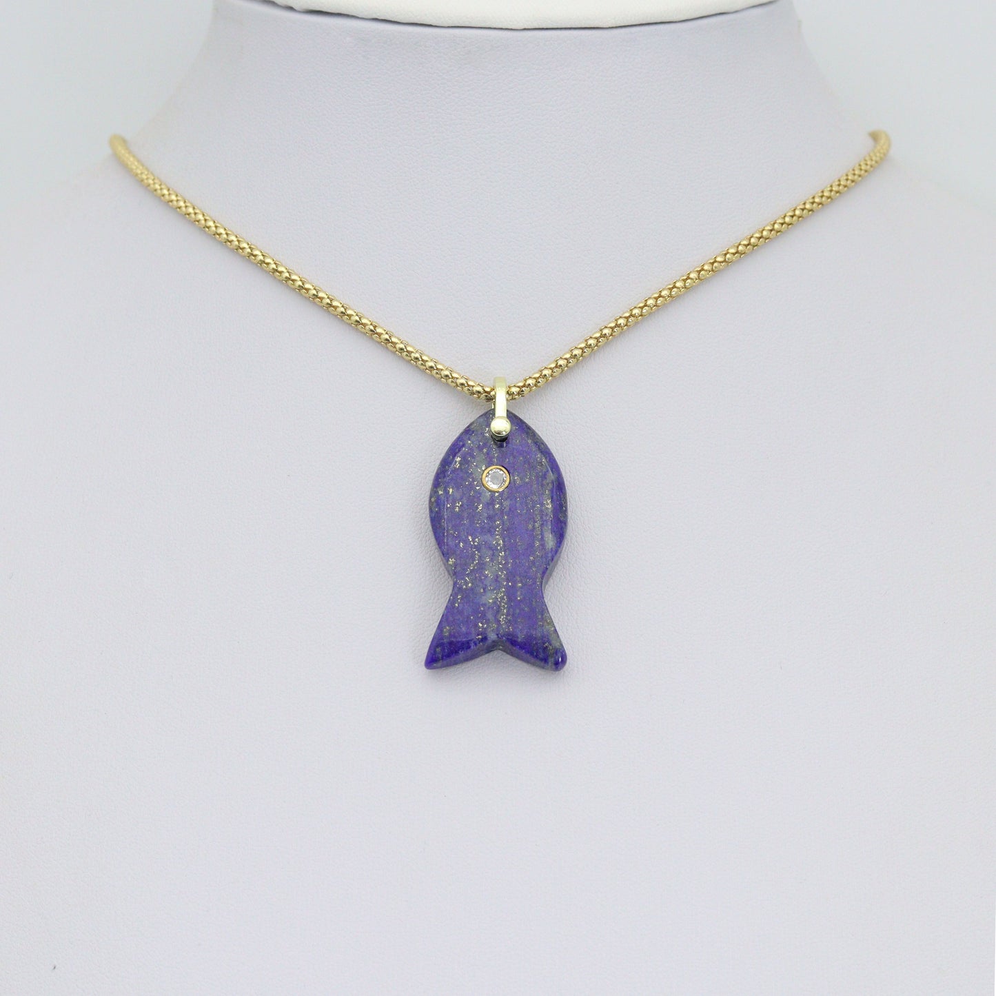 Naturul Gemstone Fish Charm Pendant, Sku#LY31