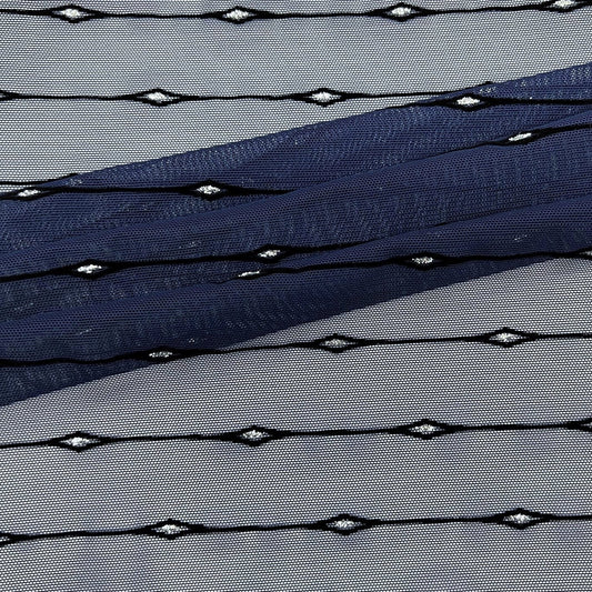 Linear Flocked Stretch Mesh Fabric | Blue Moon Fabrics