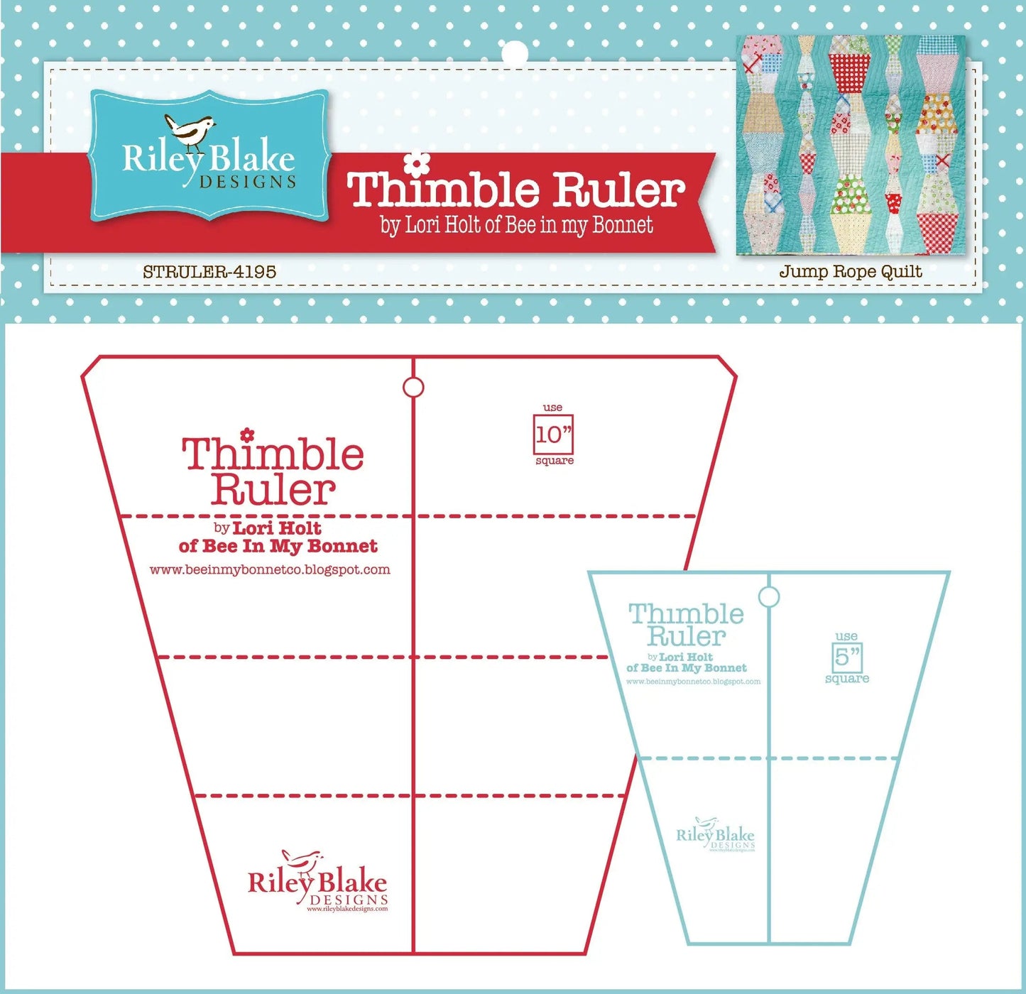 Lori Holt Thimble Rulers With 10in  and 5in  Sizes