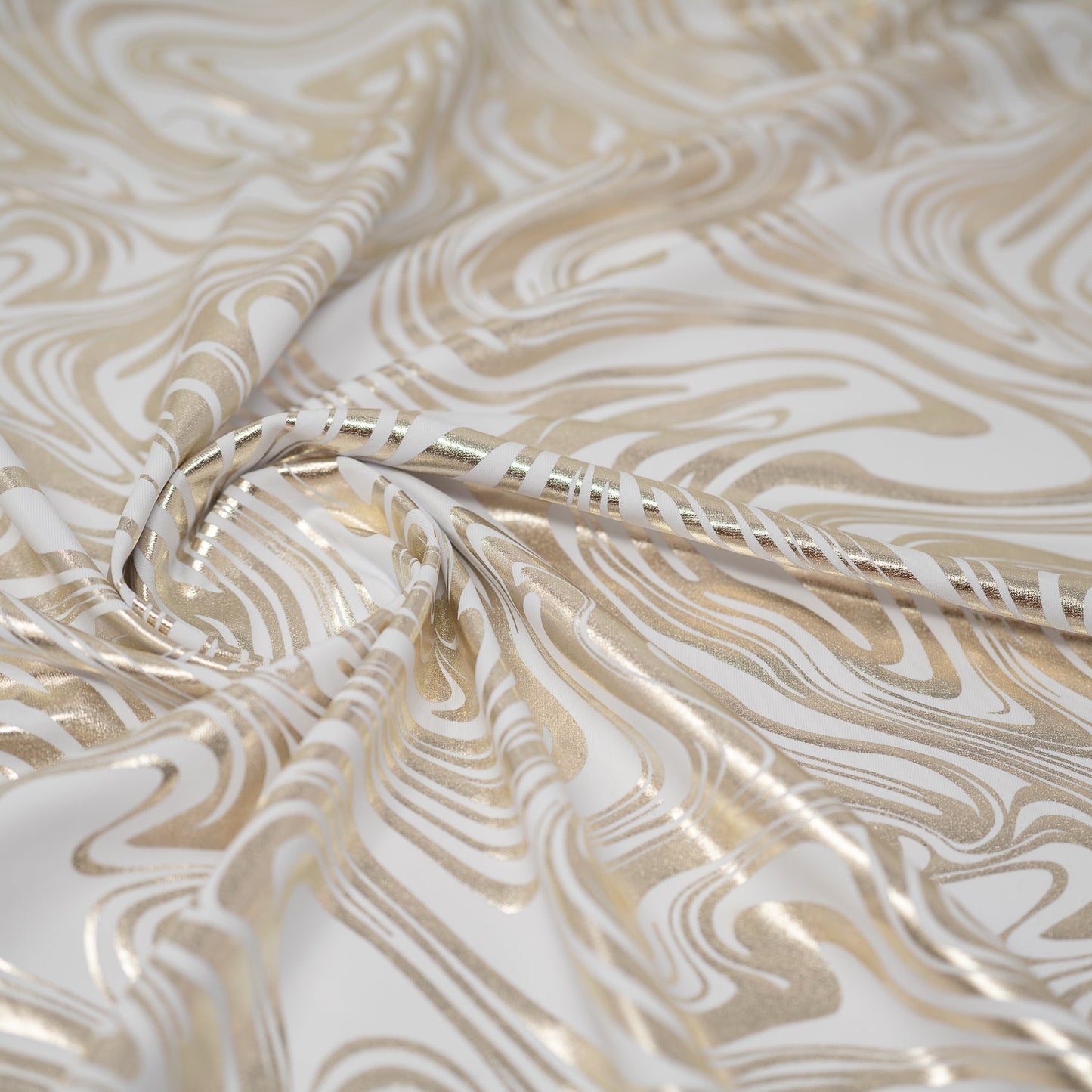 Marble Foil Printed Nylon Spandex Superflex Fabric | Blue Moon Fabrics