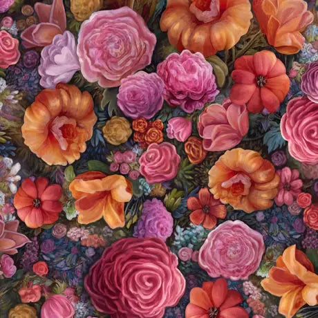 Multi Mystical Unicorn Packed Floral Cotton Wideback Per Yard