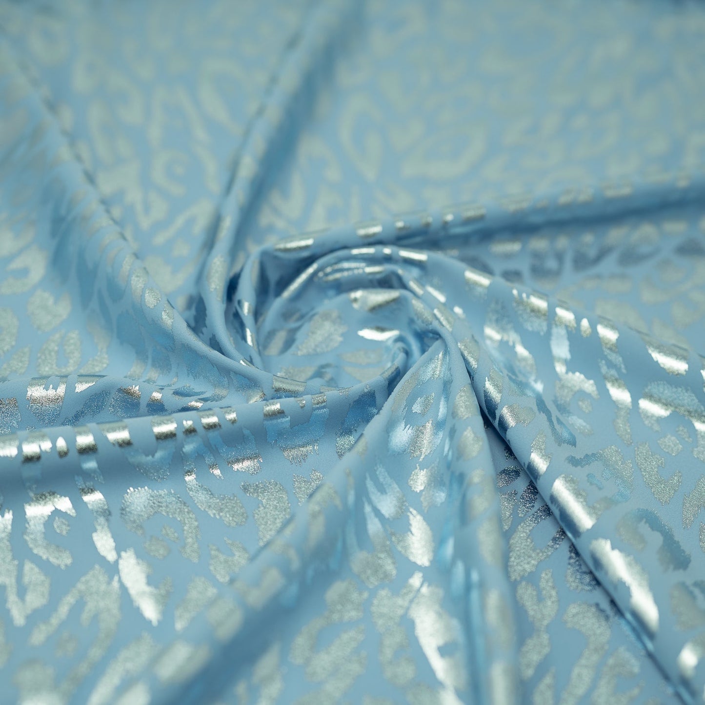 Madagascar Foiled Spandex Fabric | Blue Moon Fabrics