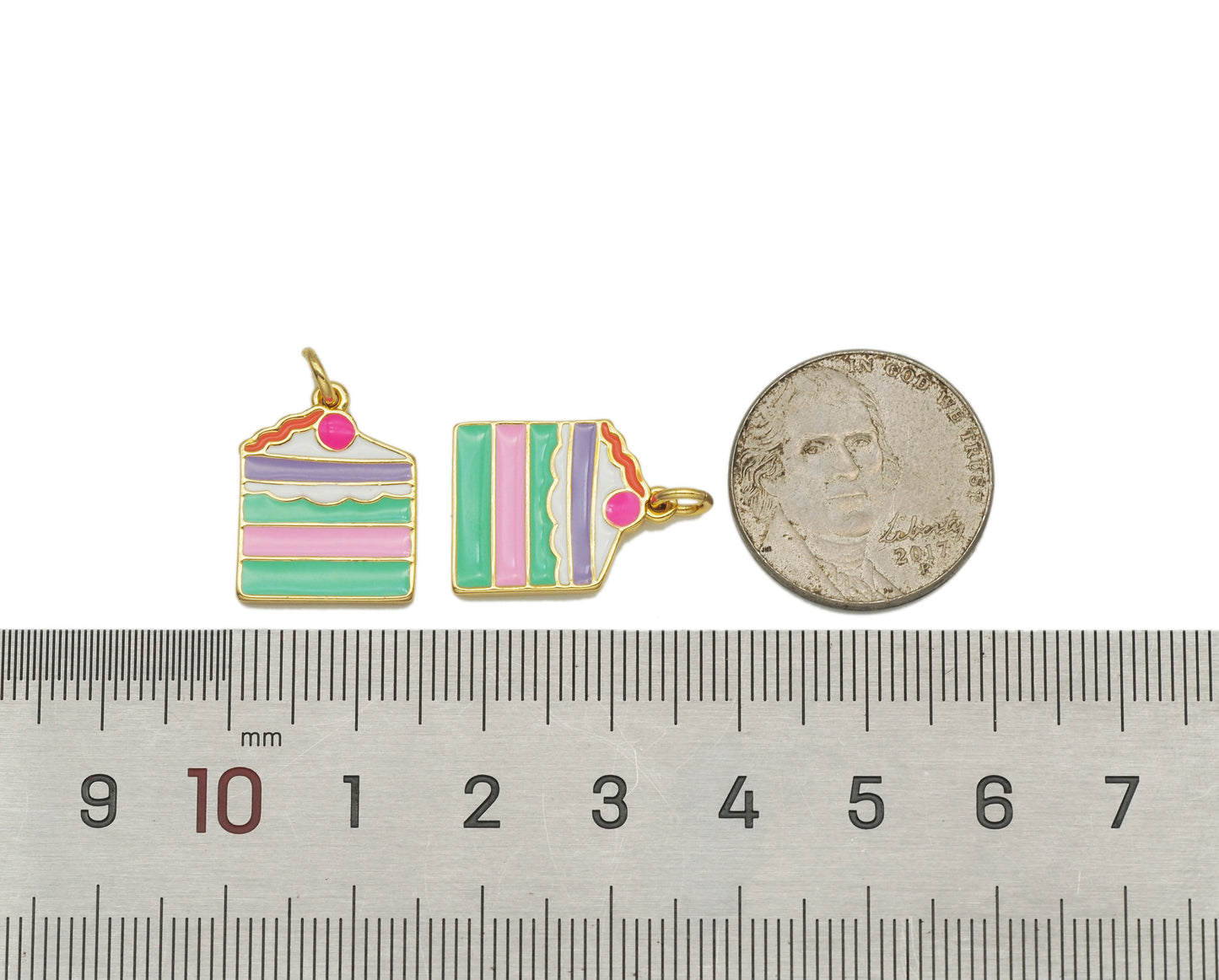 Colorful Enamel Cute Cake Shape Pendant, Sku#LD188