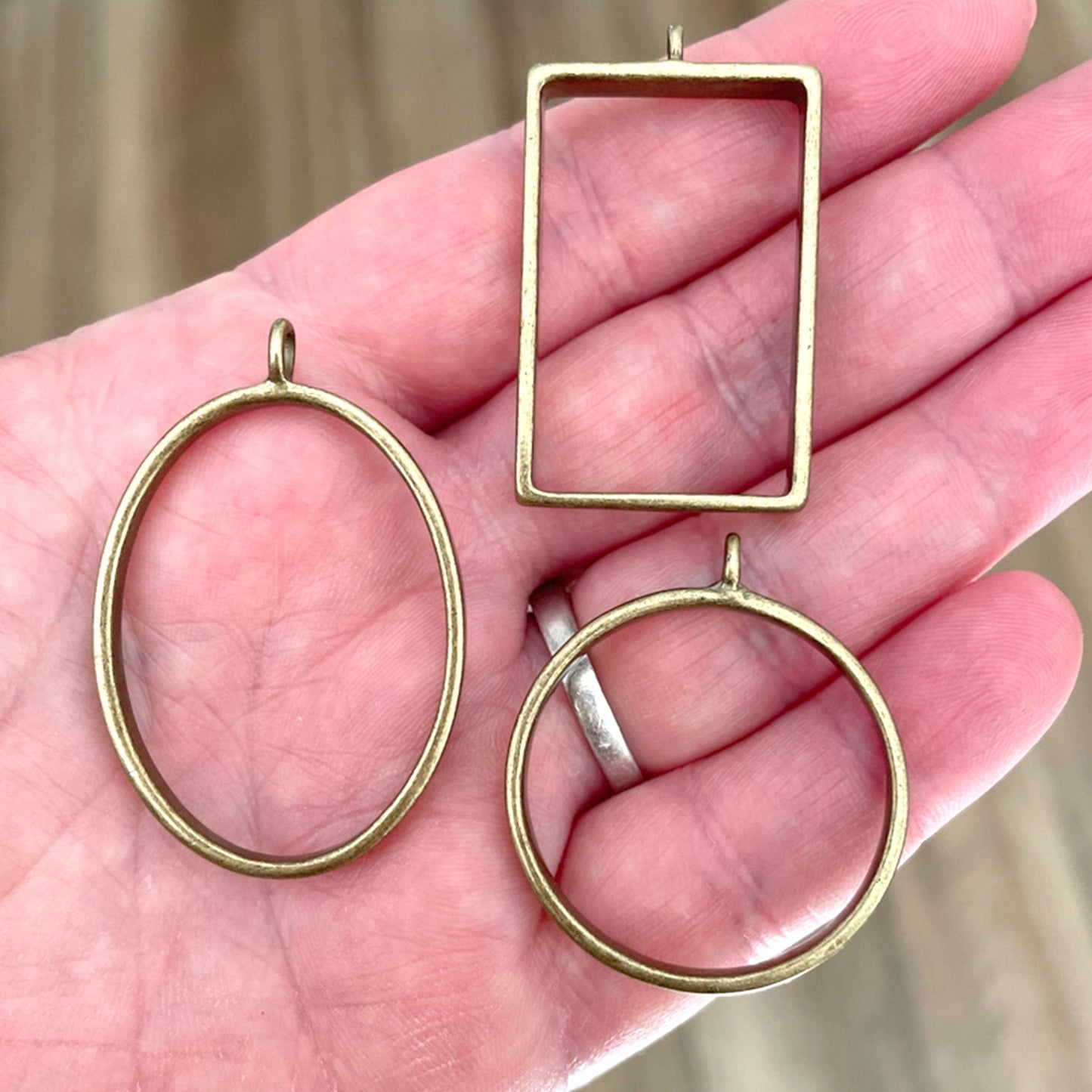 Ox Brass Rectangle Large Open Bezel
