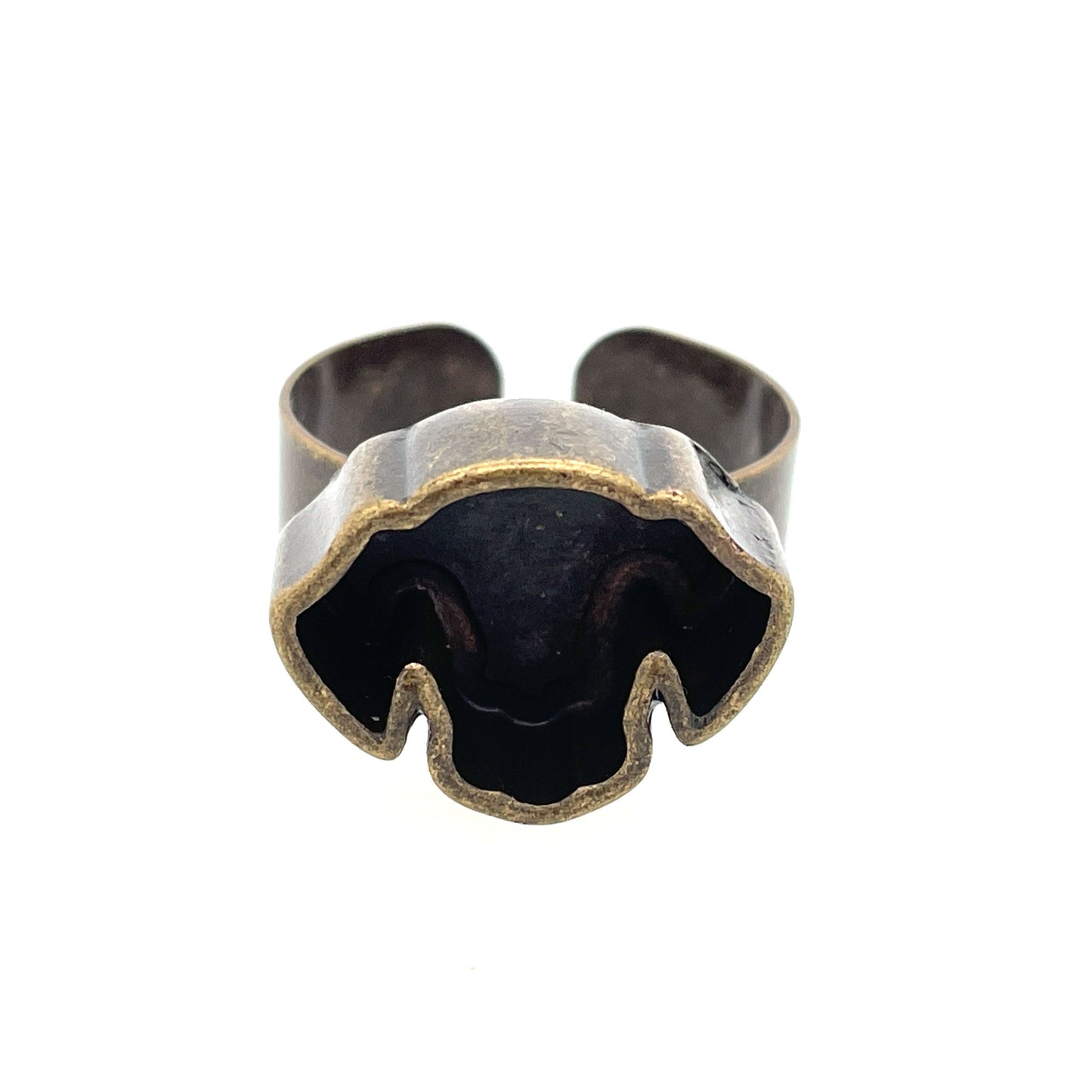 Copper Dog Head Deep Closed Bezel Ring