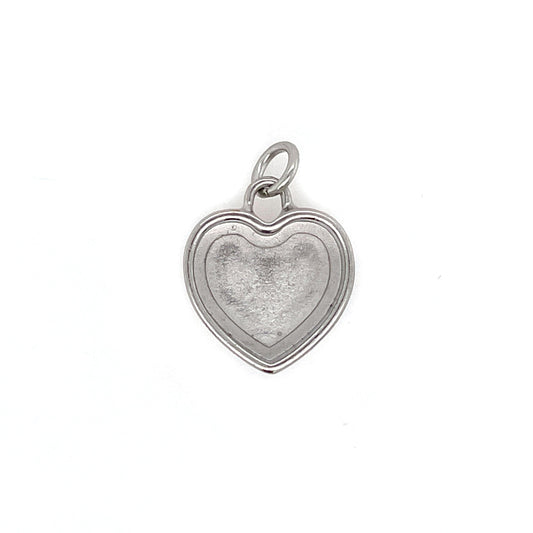 Silver Heart Deep Closed Bezel Charm
